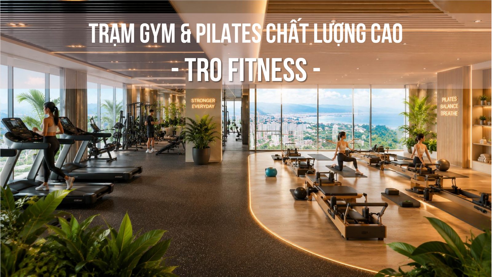 Phối cảnh phòng gym và pilates Tro Fitness tại Beachtro Tower