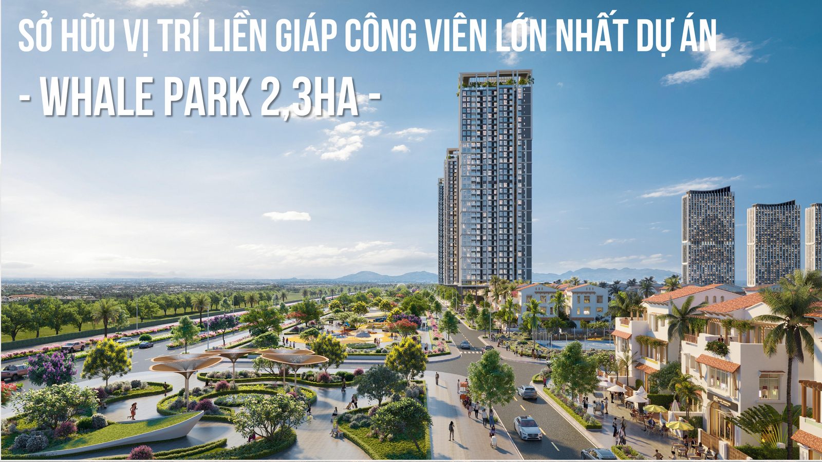 Phối cảnh công viên Whale Park rộng 2,3 ha nằm liền giáp Beachtro Tower
