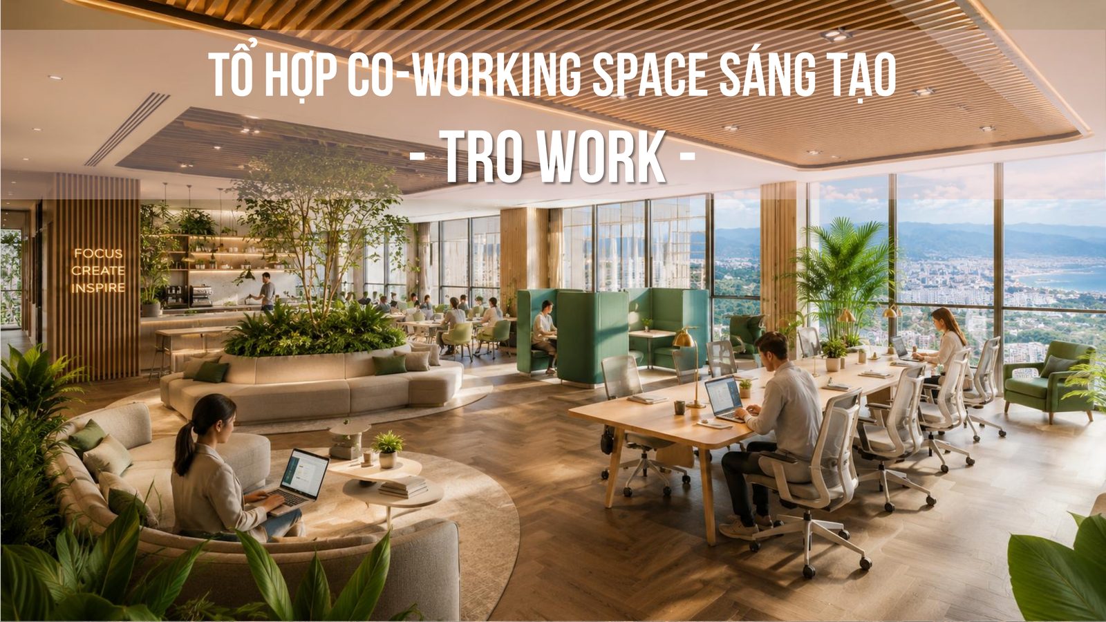 Phối cảnh không gian làm việc chung Tro Work tại Beachtro Tower