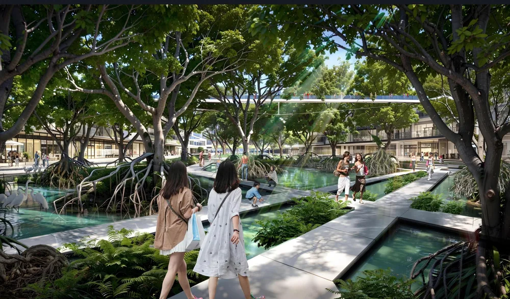 Phối cảnh công viên cây đa trong hệ cảnh quan Charmora City