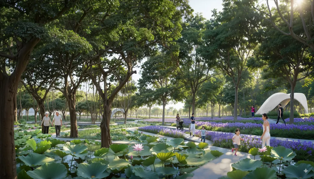 Phối cảnh công viên đất ngập nước ven sông tại Charmora City
