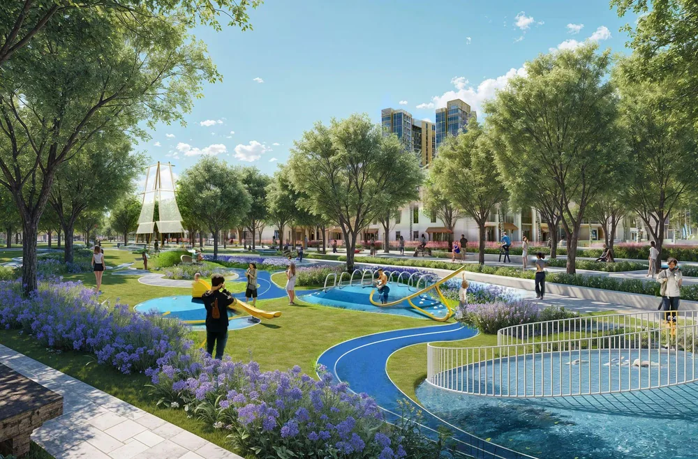 Phối cảnh công viên nước dành cho trẻ em tại Charmora City