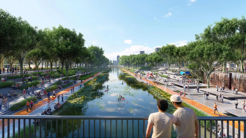 Phối cảnh đường trên đảo ven sông tại Elite Island Charmora City