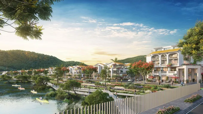 Phối cảnh cụm nhà ở thấp tầng ven sông tại Charmora City Nha Trang