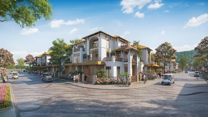 Phối cảnh một tuyến phố nhà ở thấp tầng tại Charmora City Nha Trang