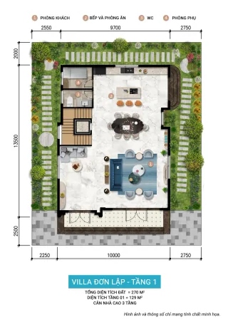Mặt bằng điển hình biệt thự đơn lập Elite Island Charmora City