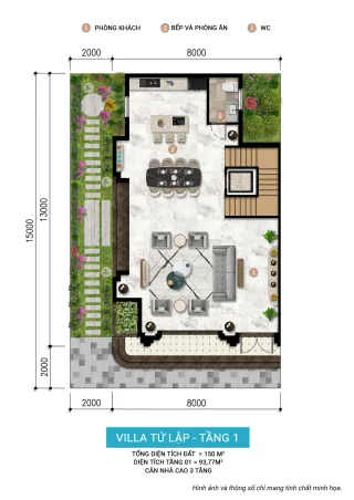 Mặt bằng điển hình biệt thự tứ lập Elite Island Charmora City