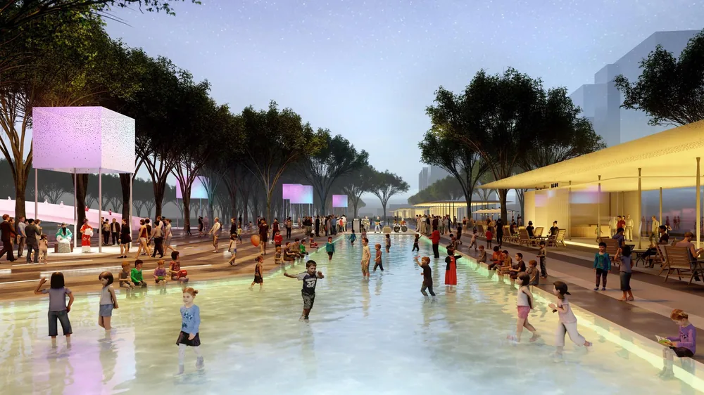 Phối cảnh sân chơi nước trong hệ tiện ích cảnh quan Charmora City