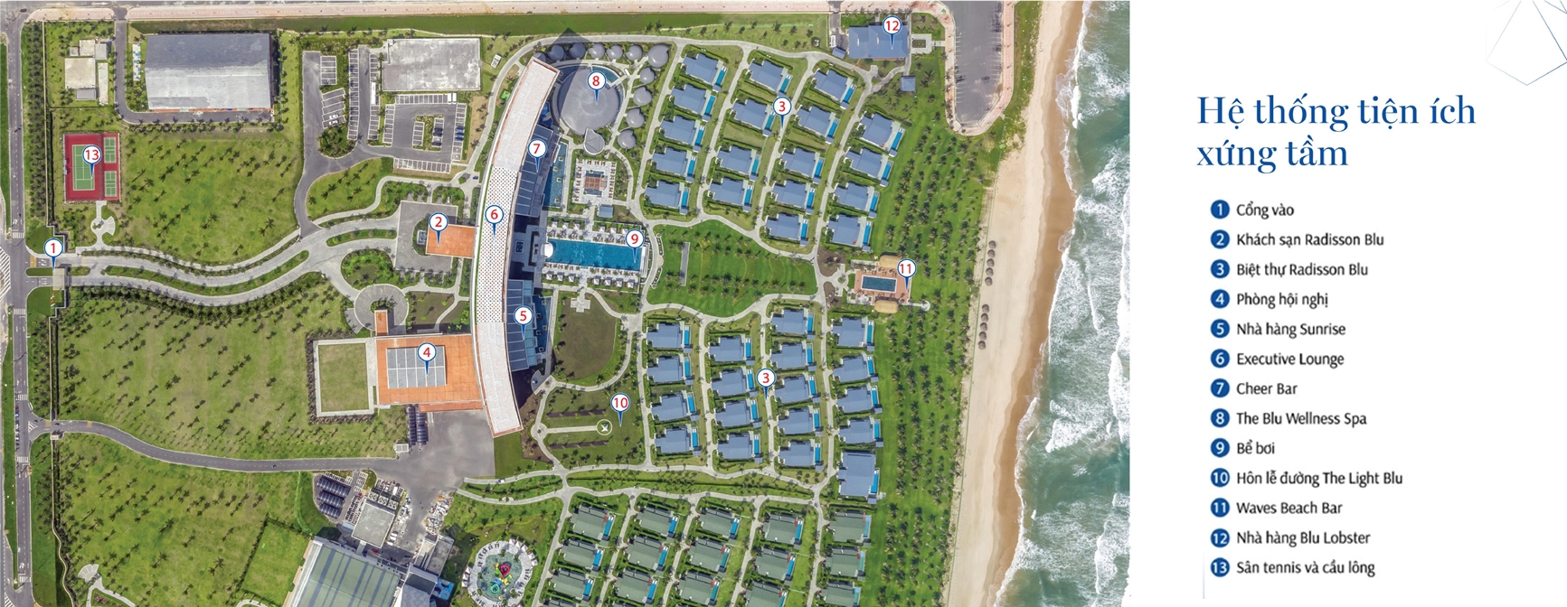 Mặt bằng tiện ích dự án Ocean Luxury Villa By Radission Blu