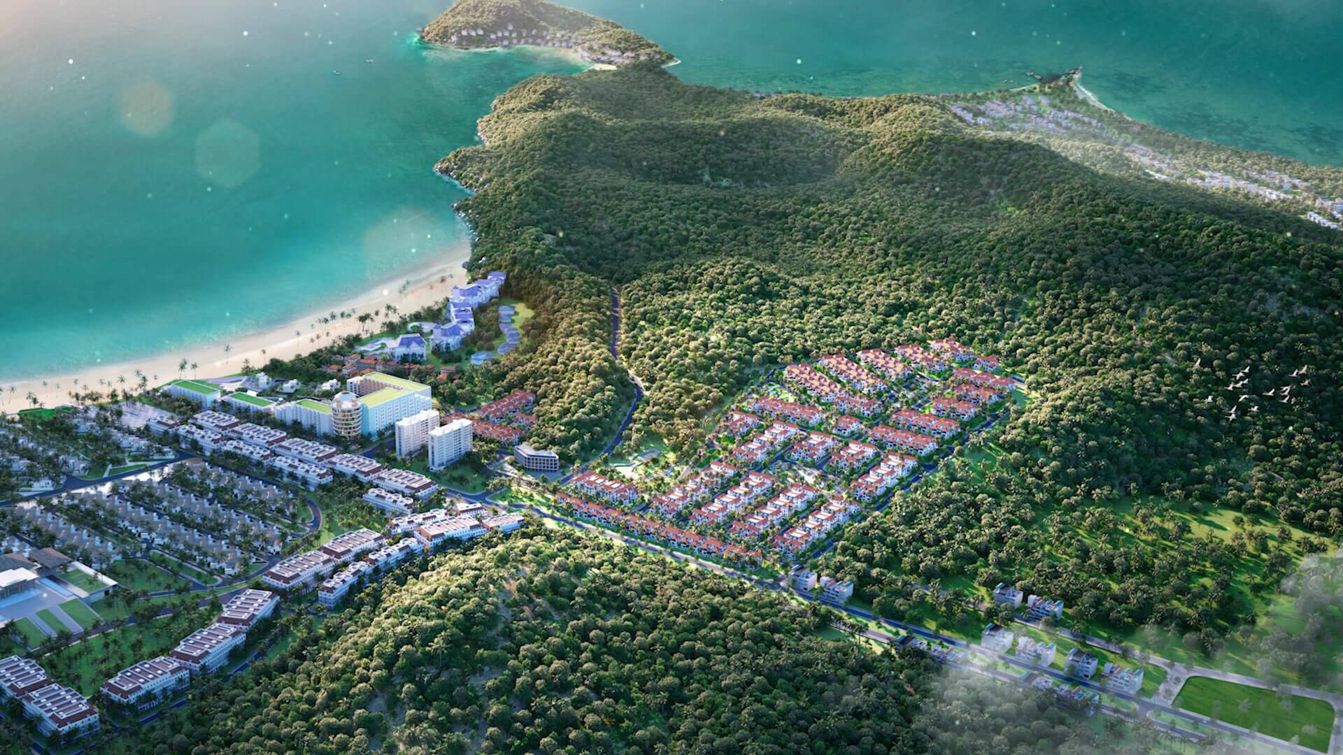Địa hình SUn Tropical Village bằng phẳng chuẩn phong thủy biệt thự biển