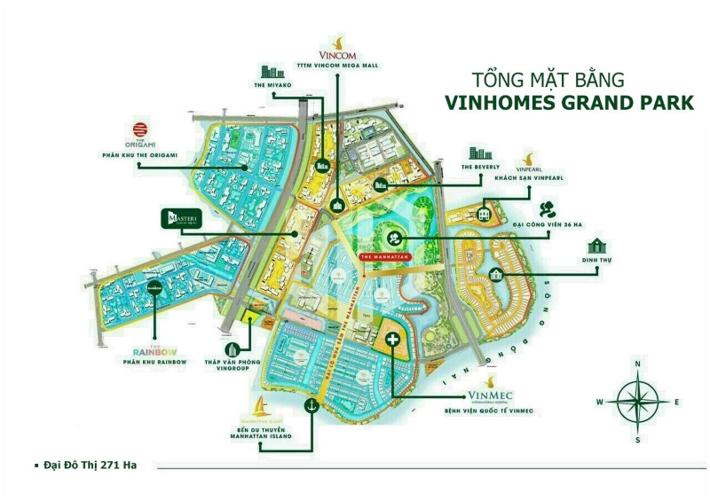 Vị trí của 2 dự án trên bản đồ đại đô thị Vinhomes Grand Park