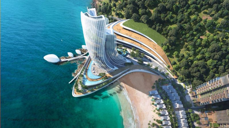 Phối cảnh tòa nhà cánh buồm biểu tượng của Đảo Thiên Đường, góp phần gia tăng tiềm năng sinh lời dự án Paradise Island Phú Quốc