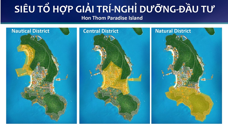 Tổng quan phân khu Central District Hon Thom Paradise Island Phu Quoc