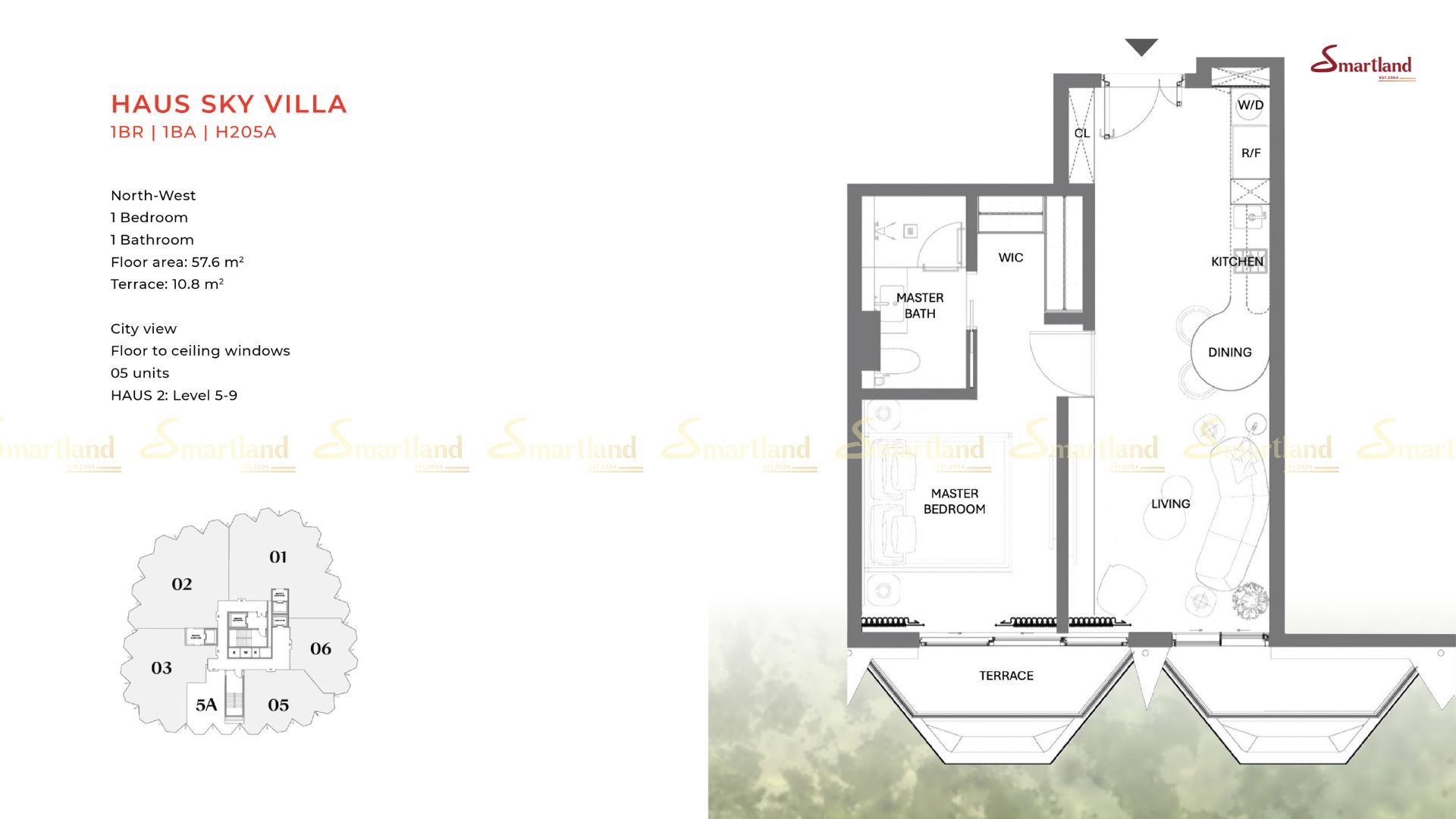 Mặt bằng thiết kế căn hộ 1PN Skyvilla Haus Đà Lạt