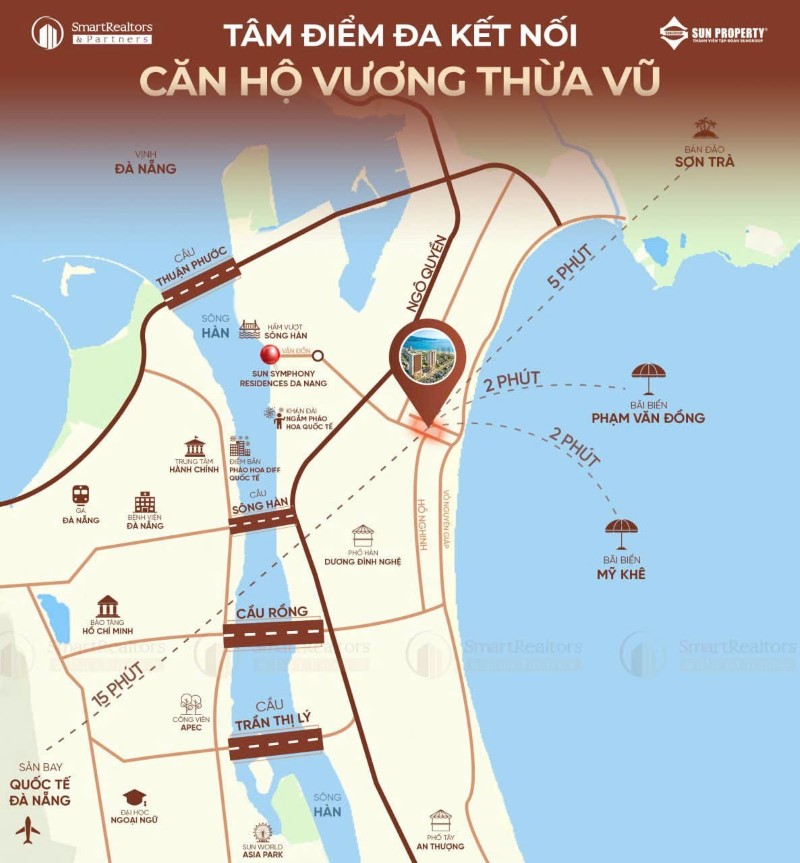 Căn hộ Sun Group Vương Thừa Vũ sở hữu vị trí đa kết nối đến các công trình biểu tượng tại Đà Nẵng
