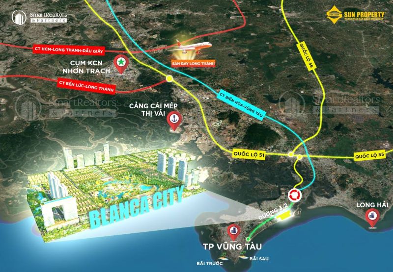 VỊ TRÍ BLANCA CITY – TÂM ĐIỂM KẾT NỐI MỚI TRÊN BẢN ĐỒ ĐÔ THỊ BIỂN PHÍA NAM