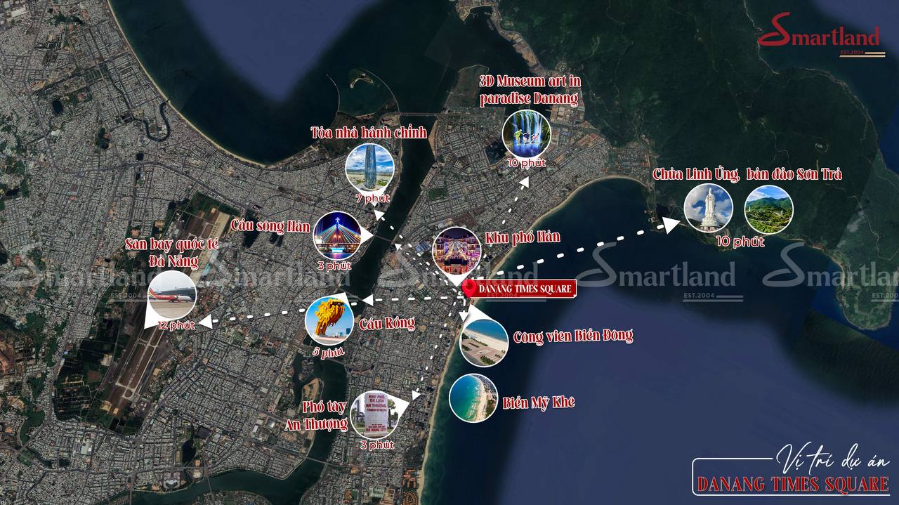 Vị trí kim cương ba mặt tiền Phạm Văn Đồng – Võ Nguyên Giáp – Dương Đình Nghệ, tâm điểm kết nối của thành phố Đà Nẵng.