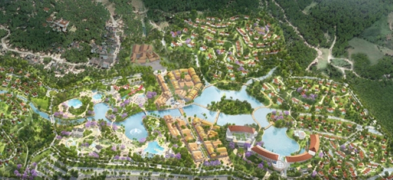 Toàn cảnh khu vực phát triển các dự án Sun Group ở Hòa Bình – quần thể nghỉ dưỡng khoáng nóng và đô thị sinh thái lớn nhất miền Bắc