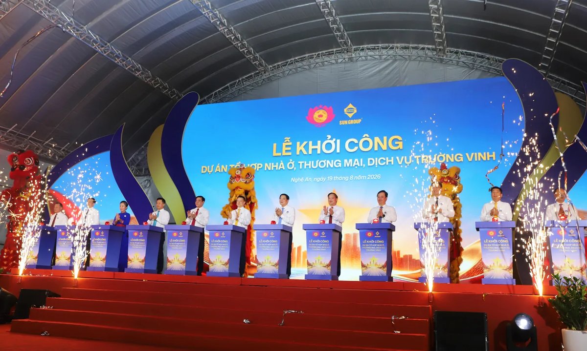 Sun Group tại Nghệ An 2026: Trường Vinh đã khởi công, Cửa Lò mới rà quy hoạch Lễ khởi công dự án Sun Trường Vinh ngày 19/08/2026 tại phường Trường Vinh, Nghệ An