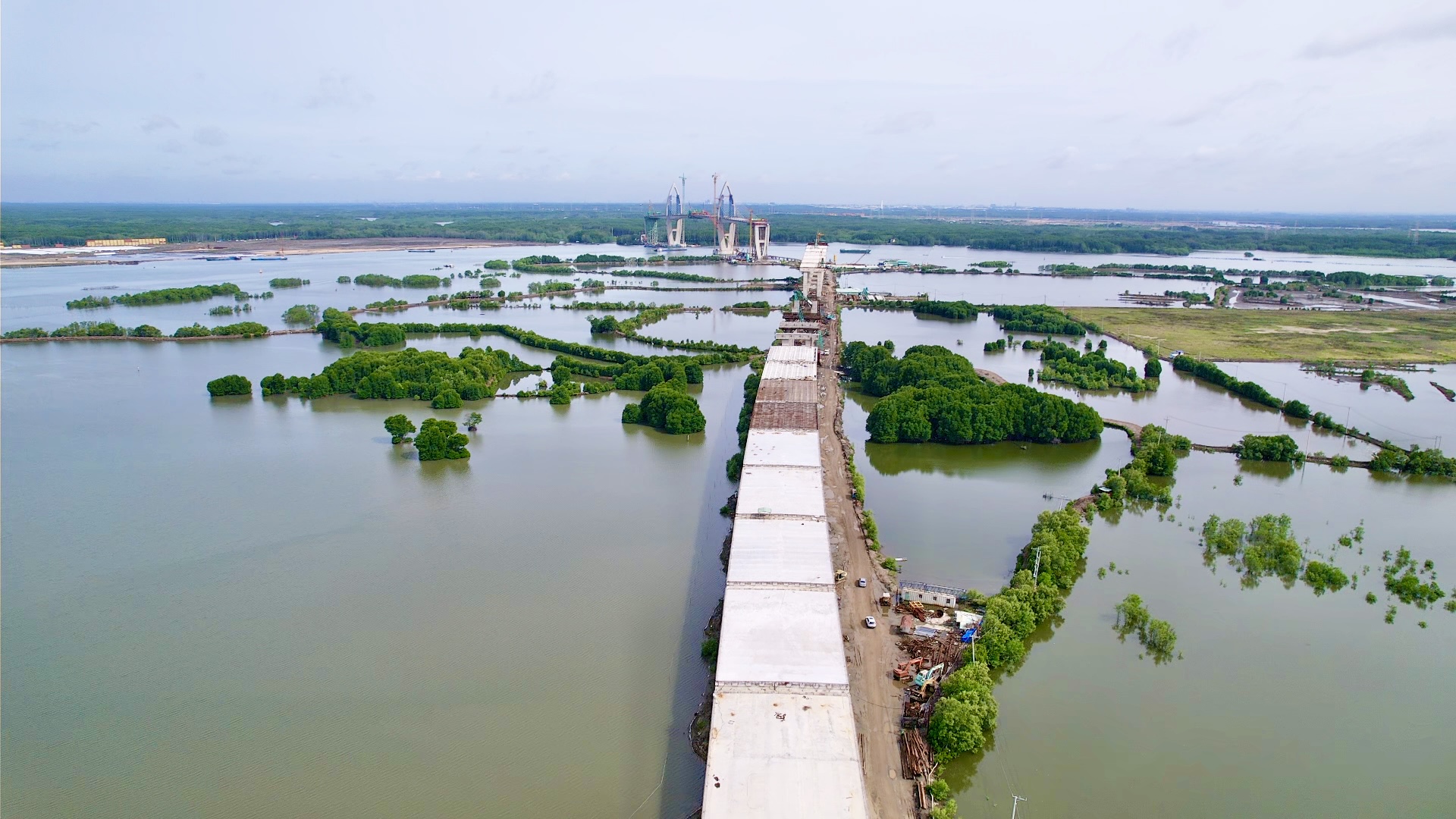 Cầu Phước An tháng 9/2026: đã hợp long chưa, bao giờ thông xe? cầu chính cầu Phước An vượt sông Thị Vải, các đốt dầm đang khép kín